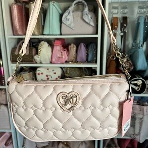 JUICY COUTURE Powder Pink Quilted Hearts Shoulder Bag